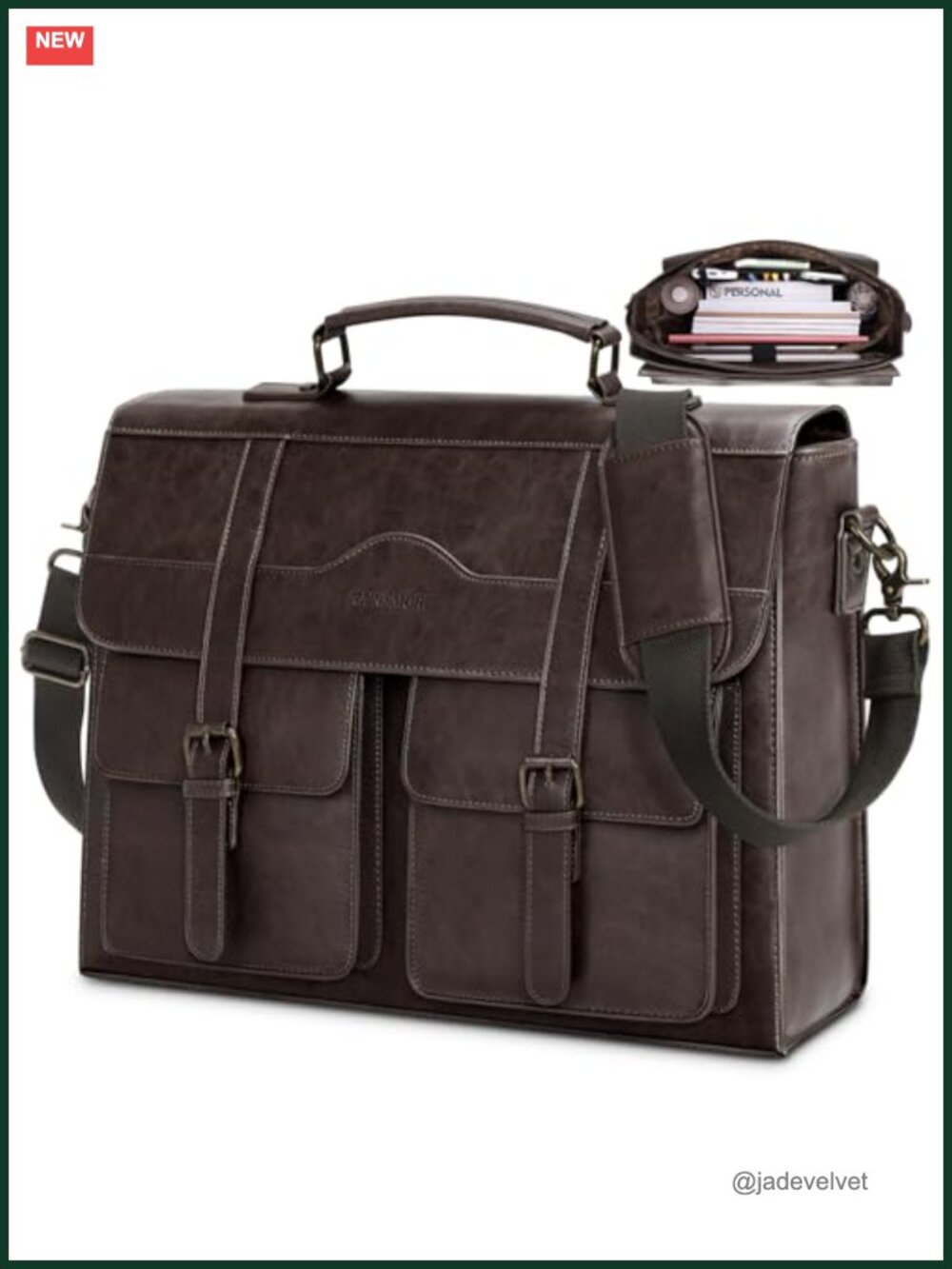 Vintage Style PU Leather Laptop Messenger Bag for Men, Fits 17 Inch Computer,